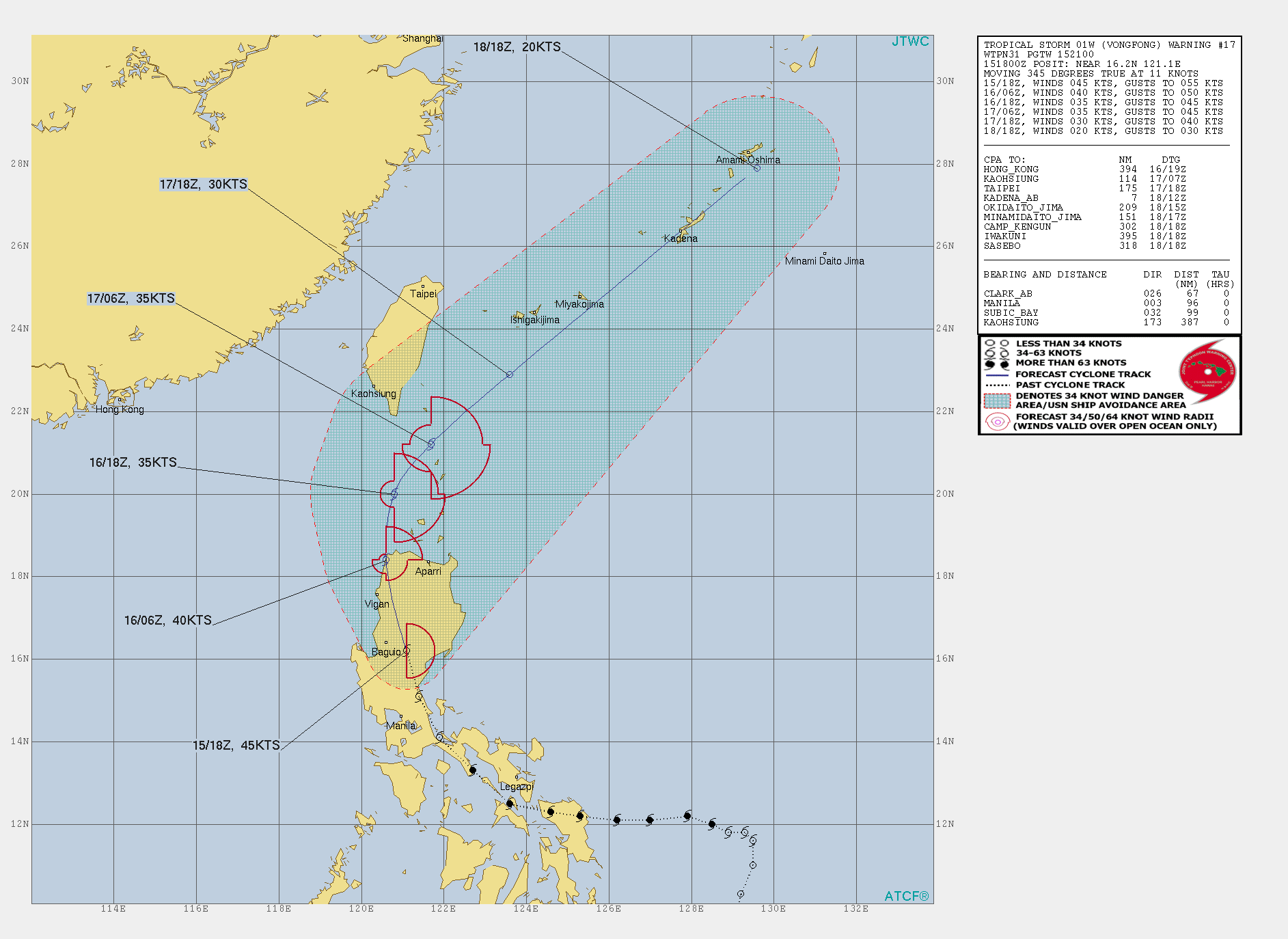 JTWC 台風1号 予想進路