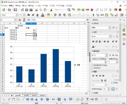 LibreOffice Calc の備忘録 グラフを含むシートを複製03