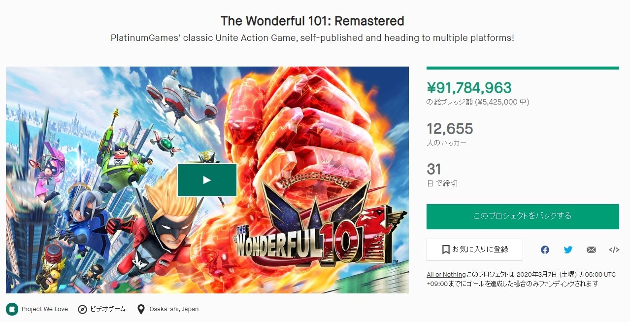 The Wonderful 101 Remastered_KickStarter